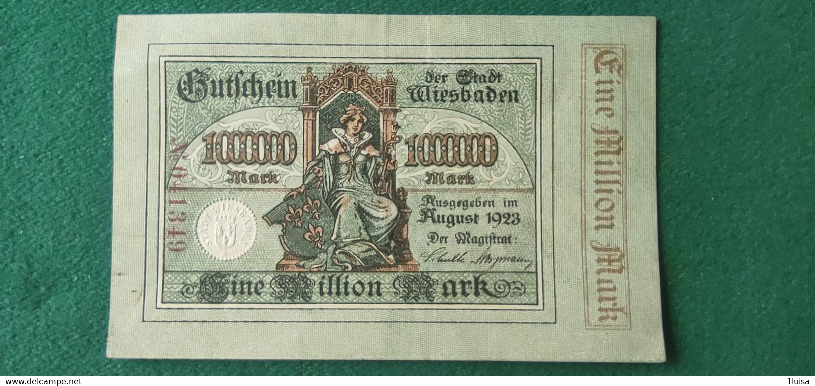 GERMANIA Wiesbaden 100000  MARK 1923 - Vrac - Billets