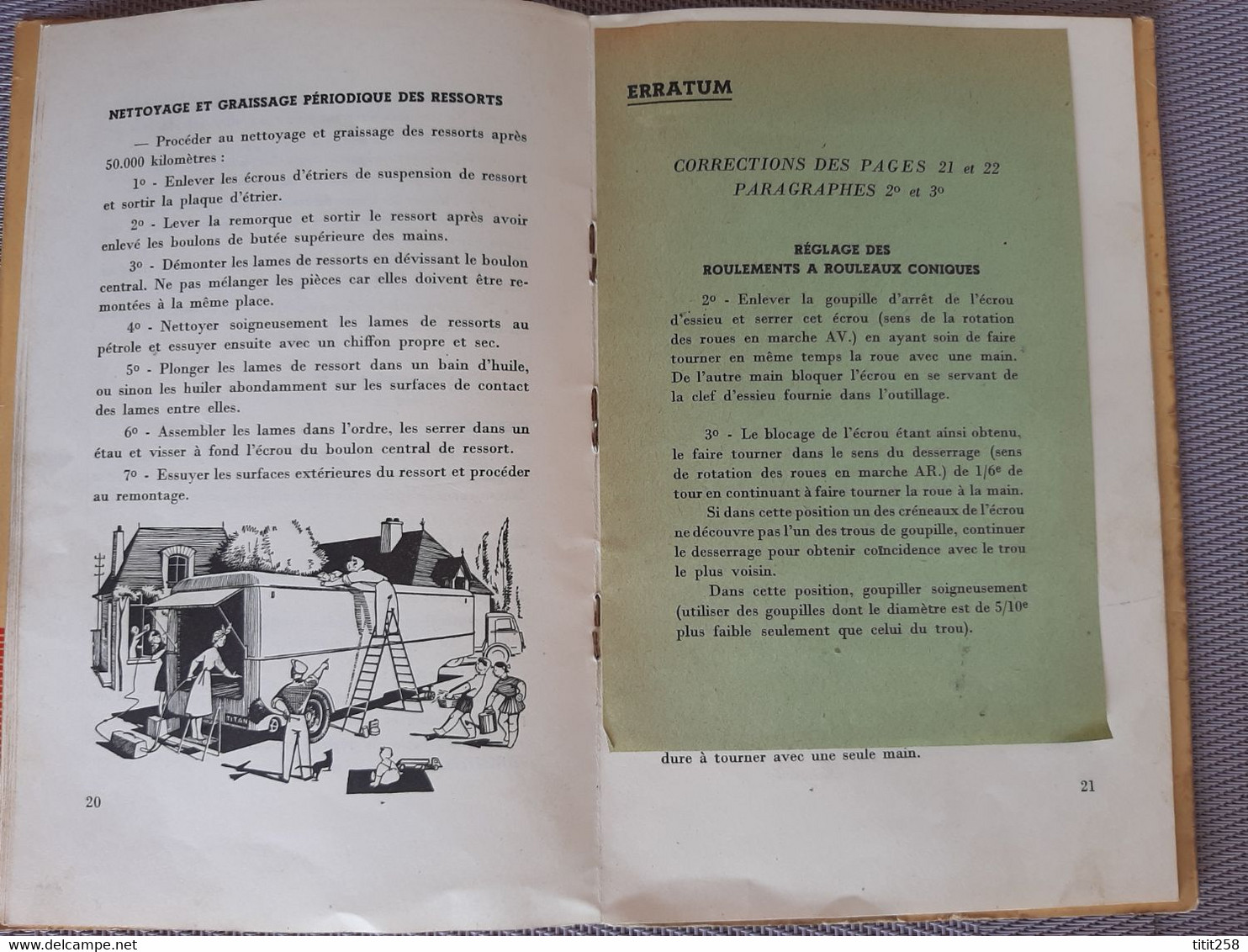 Notice entretien SHELL Semi Remorque TITAN 1956