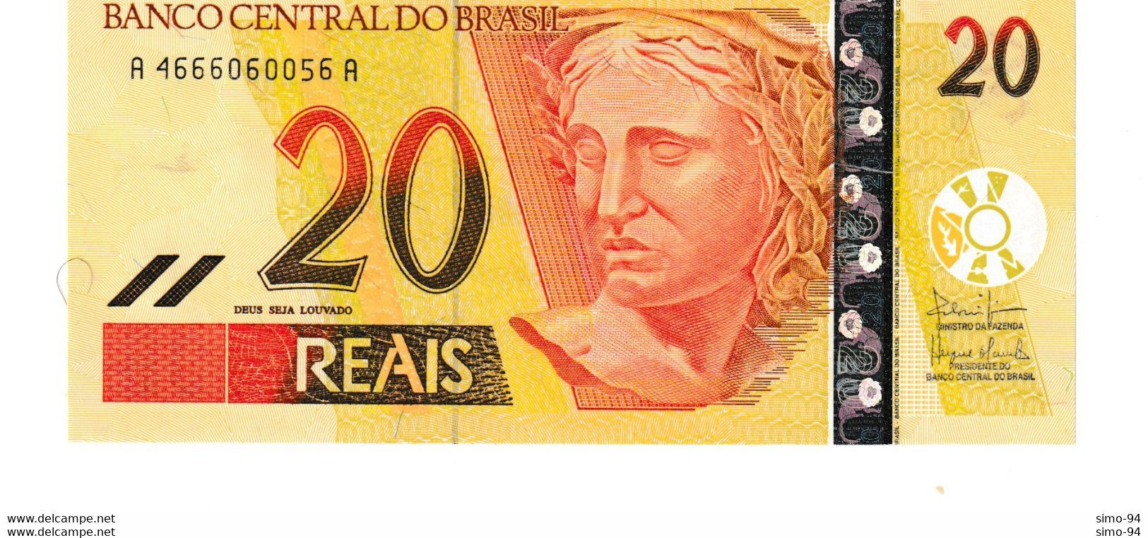 Brazil P.250b 20  Reais 2002 Unc - Brazilië