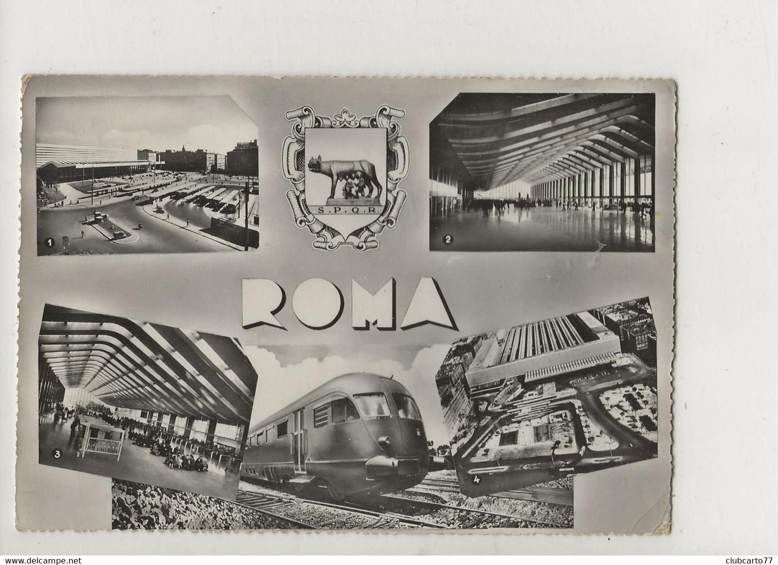 Roma Ou Rome (Italie, Lazio) : 5 Vues De La Gare Avec Blason Dont Locomotive électrique En 1961 (animé) GF. - Transports