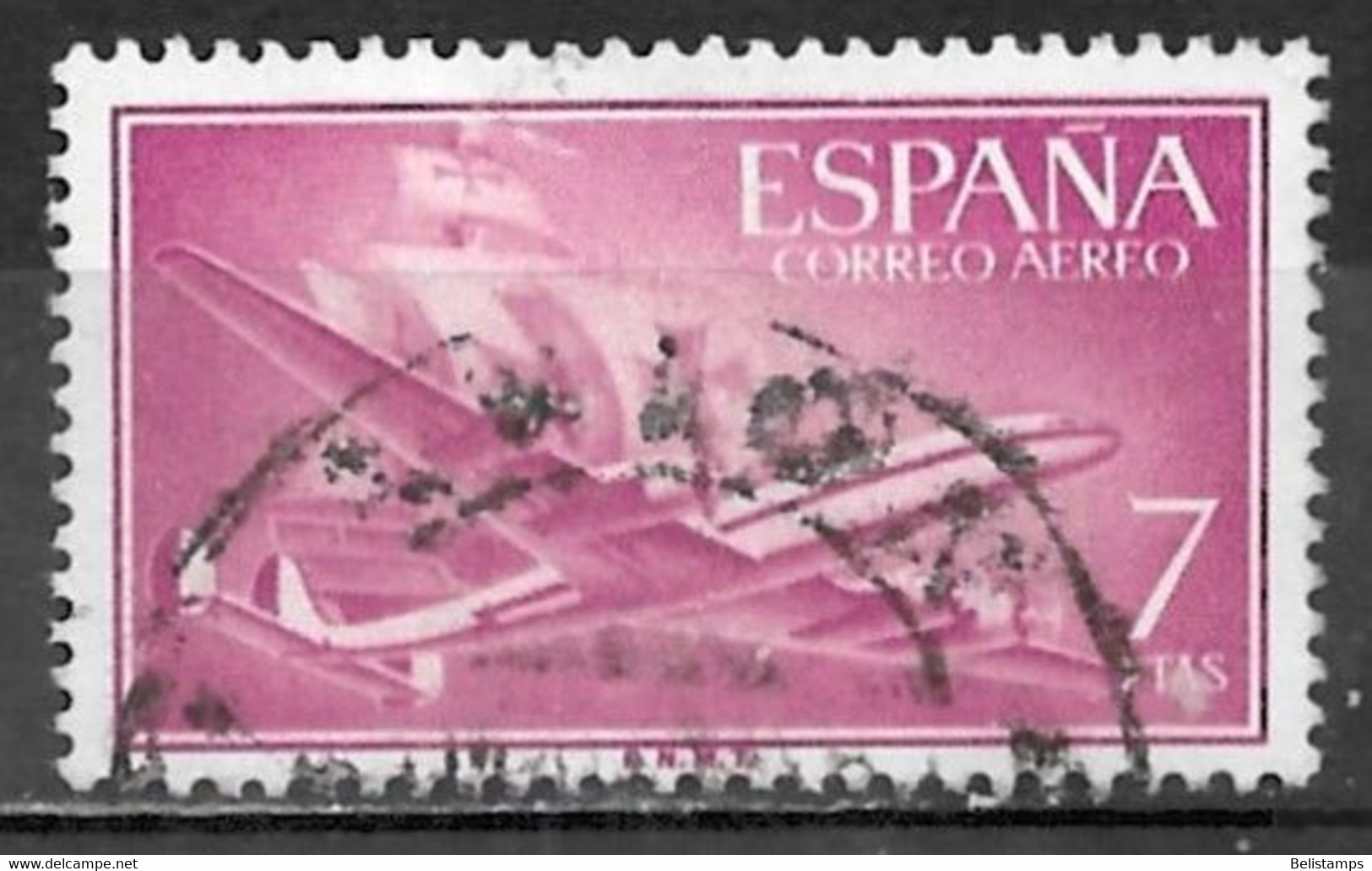 Spain 1956. Scott #C156 (U) Plane And Caravel - Used Stamps