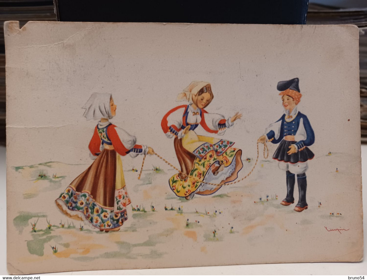 Cartolina Costumi Di Sardegna Bambini Di Atzara Produzione D'arte Linpi 1946 - Nuoro