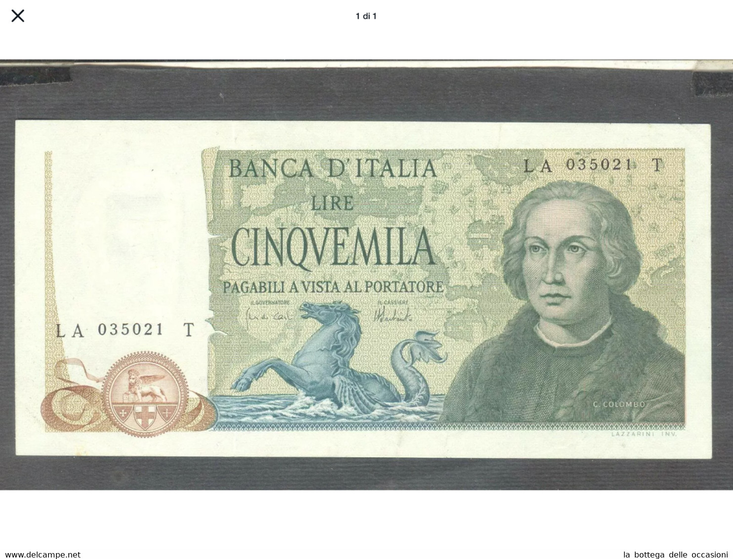 Italia  Repubblica Banconote Da Lire 5000 COLOMBO  Decreto 1973  Superiore FDS - 5.000 Lire