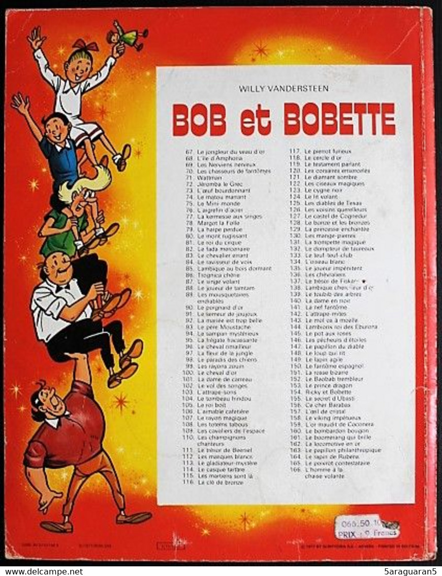 BD - Bob Et Bobette (3ème Série) - 166 - L'homme à La Chaise Volante - EO 1977 - Bob Et Bobette