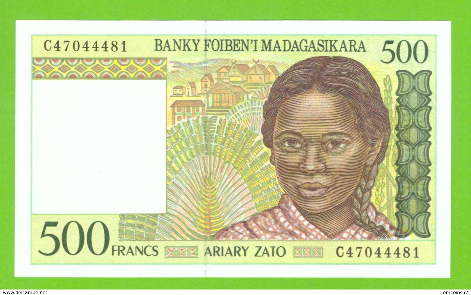 MADAGASCAR 500 FRANCS 1994  P-75b  UNC - Madagascar