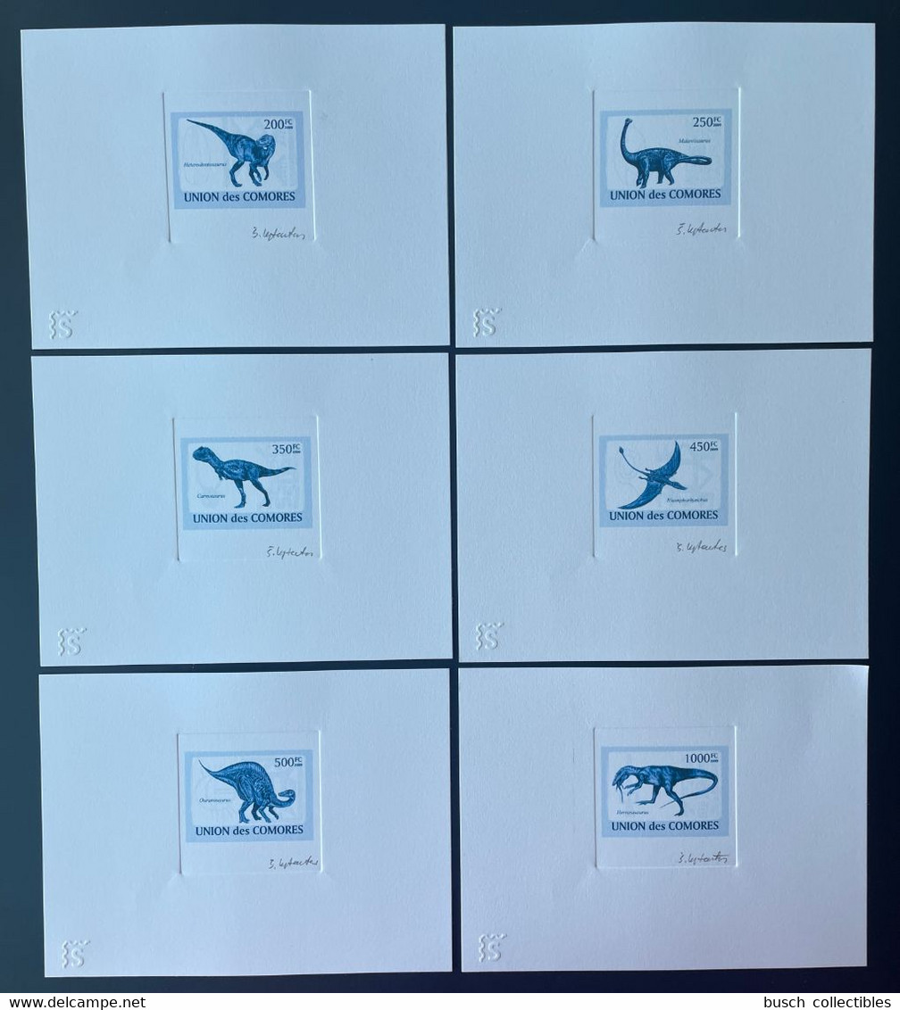 Comores Comoros 2009 Epreuve D'Artiste Artist Proof Mi. 2170 - 2175 Dinosaures Reptiles Dinosaurs Dinosaurier BLEU BLUE - Prehistorisch