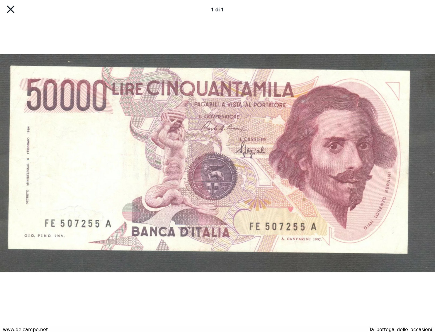 Italia   Repubblica Banconote Da Lire 50.000 Bernini SERIE E SUP/FDS R3 - 5000 Liras