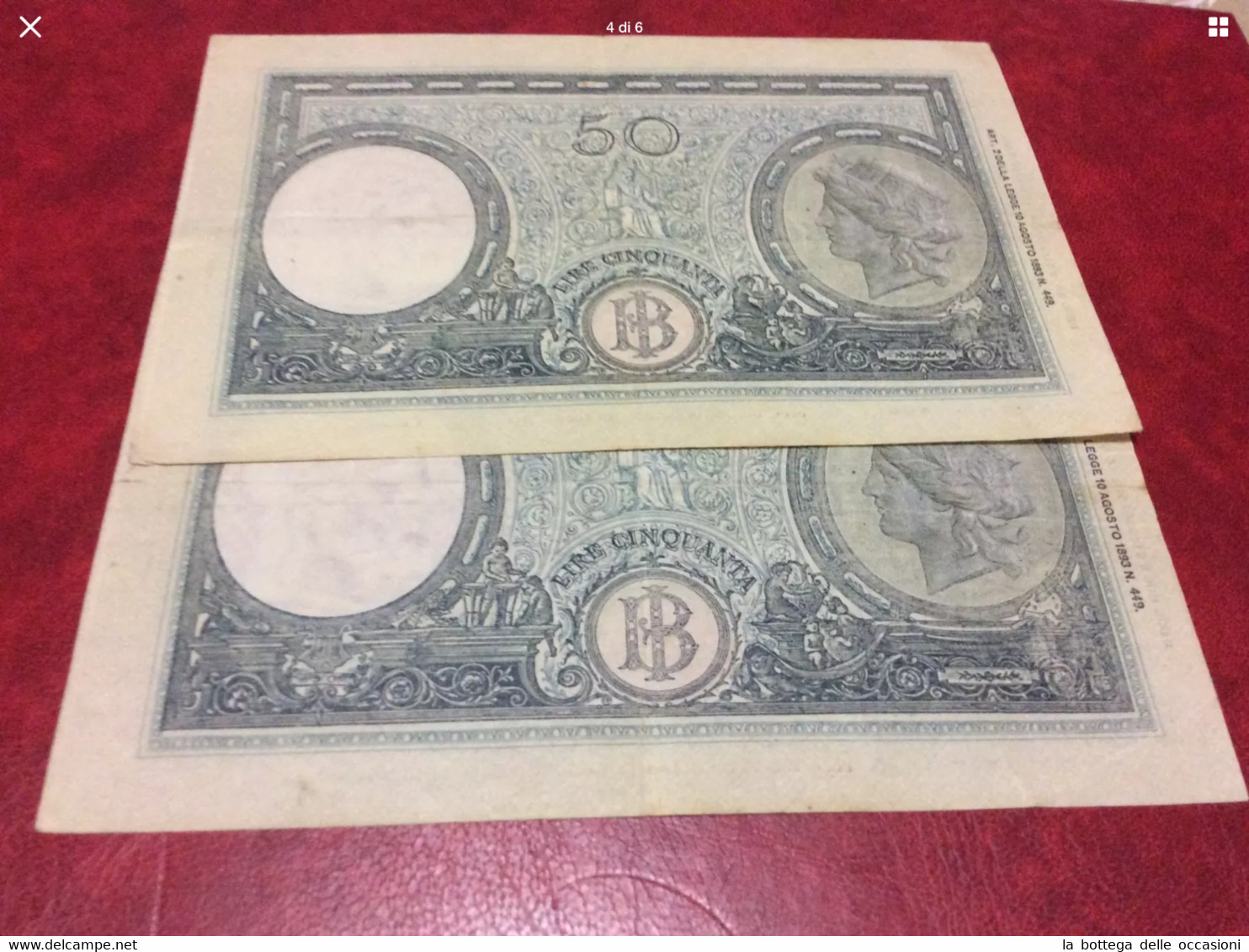 Italia   Repubblica 2 Banconote  Da Lire 50 Splendid SUP Quasi Consecutive - 5.000 Lire