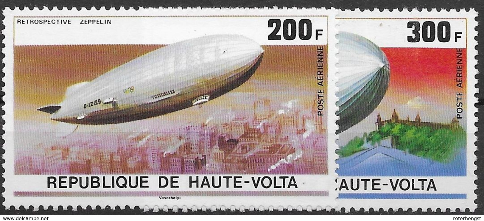 Burkina Faso Mnh ** The Two Airmails From Zeppelin Set 6 Euros 1976 - Burkina Faso (1984-...)