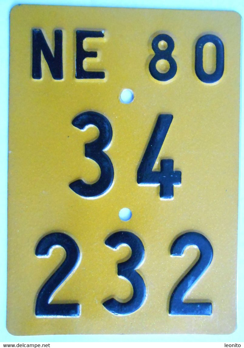 Velonummer Mofanummer Neuenburg NE 80 - Plaques D'immatriculation