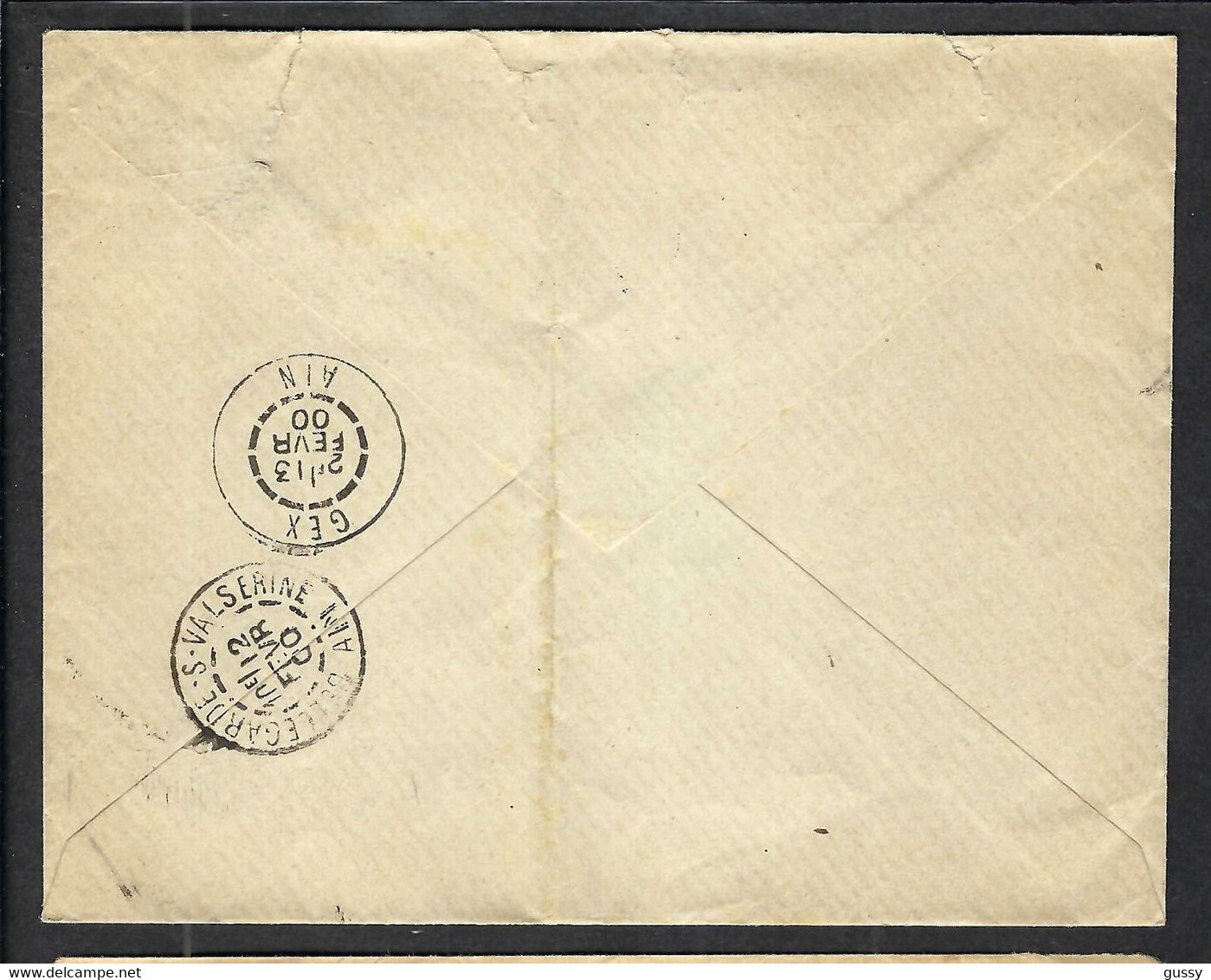 FRANCE 1900:  LSC De Pougny (Ain) Pour Gex (Ain) Affr. De 15c Avec Le Y&T 101, TB Obl. CAD Conv. De L."Genève à Chambéry - 1898-1900 Sage (Tipo III)