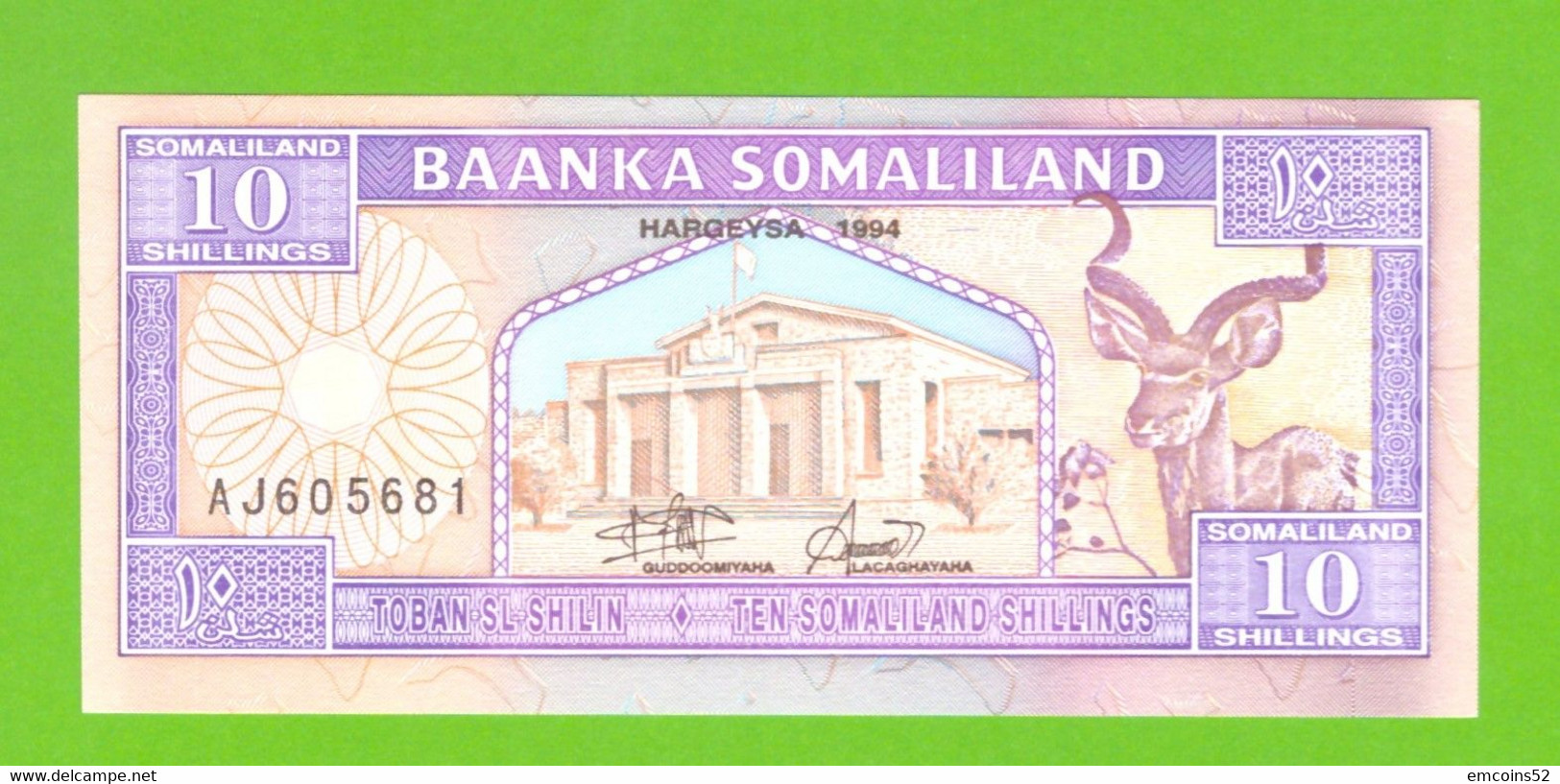 SOMALILAND 10 SHILLINGS 1994  P-2a  UNC - Somalia