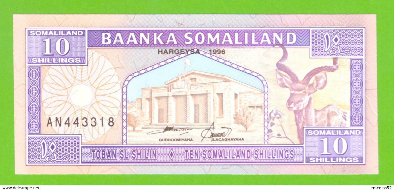 SOMALILAND 10 SHILLINGS 1996  P-2b  UNC - Somalia