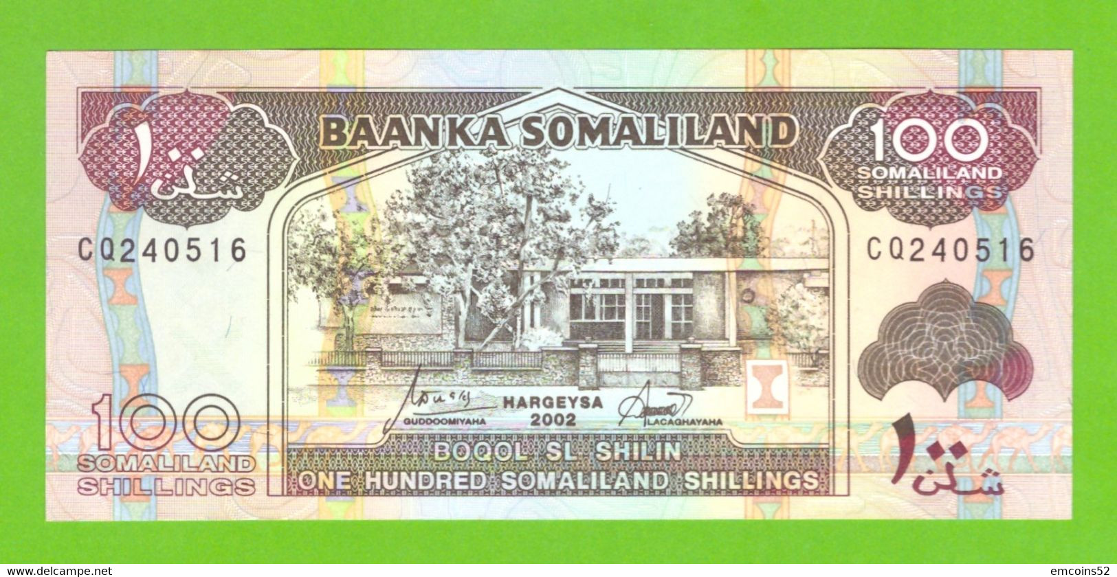 SOMALILAND 100 SHILLINGS 2002  P-5d  UNC - Somalia