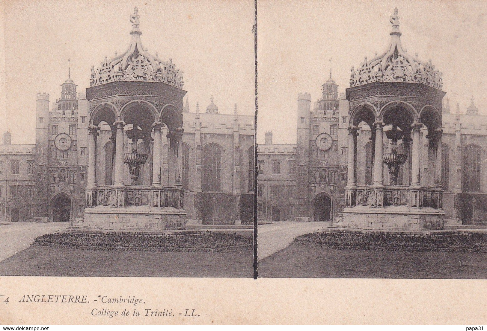 Carte  Stéréoscopique  ANGLETERRE  Cambridge  Collége De La Trinité - Cartes Stéréoscopiques