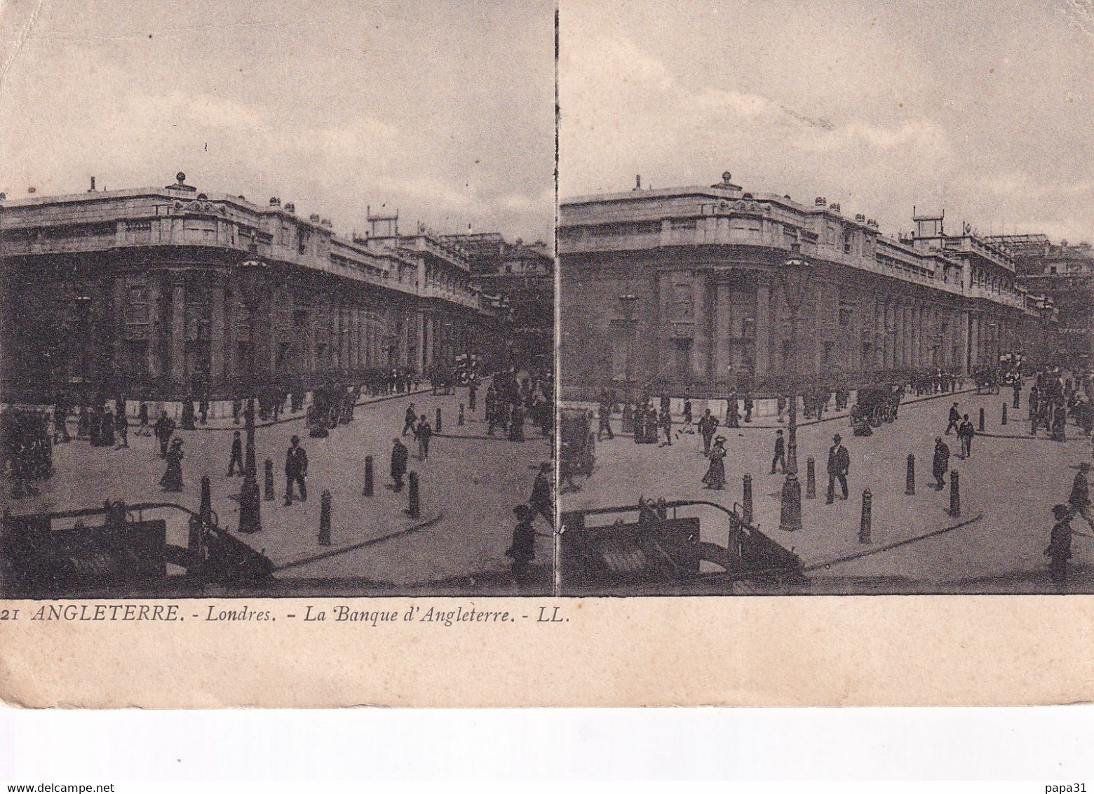 Carte  Stéréoscopique  ANGLETERRE  Londres  La Banque D'Angleterre - Cartes Stéréoscopiques