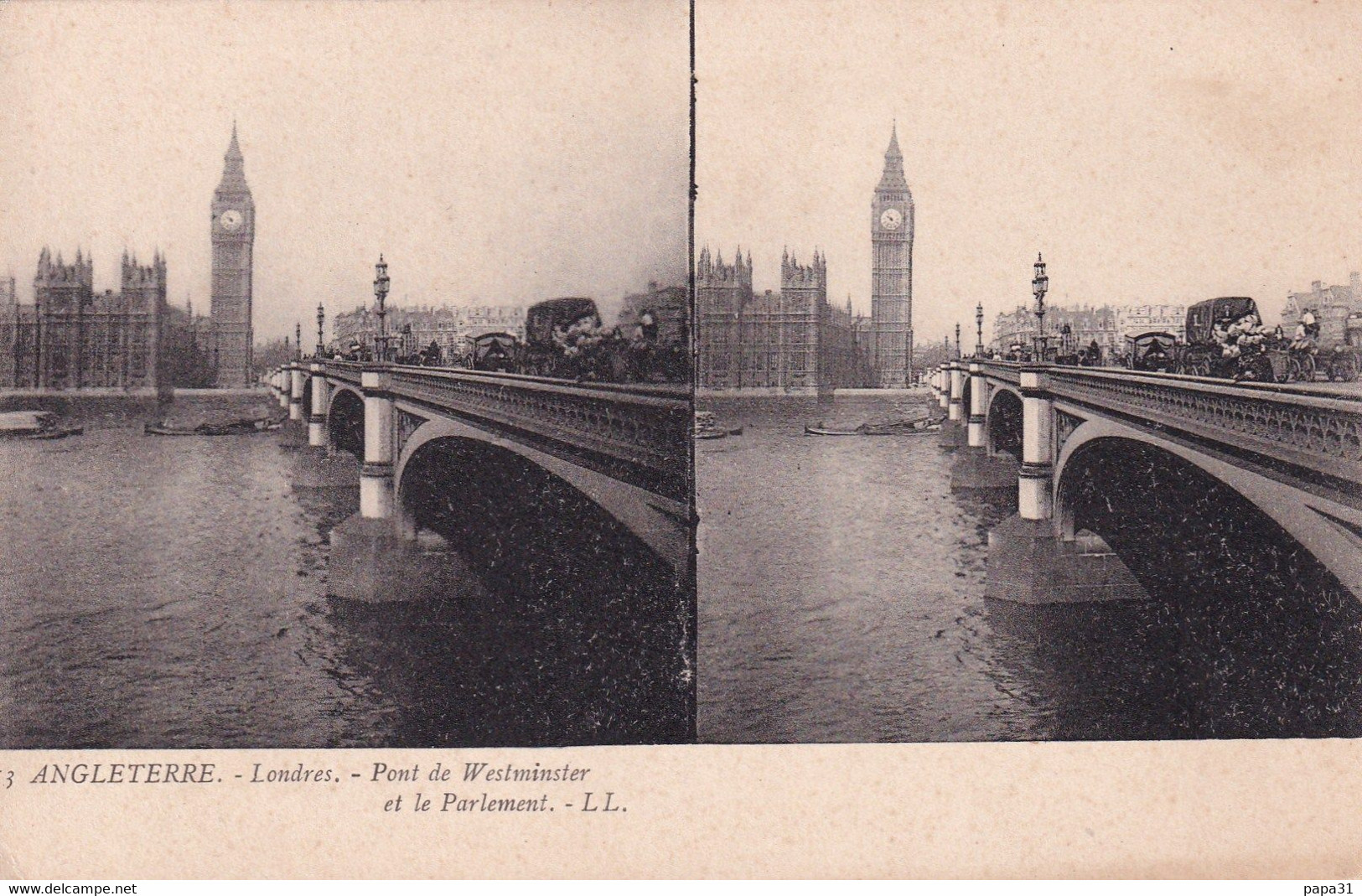 Carte  Stéréoscopique  ANGLETERRE  Londres  Pont De Westminster - Cartes Stéréoscopiques