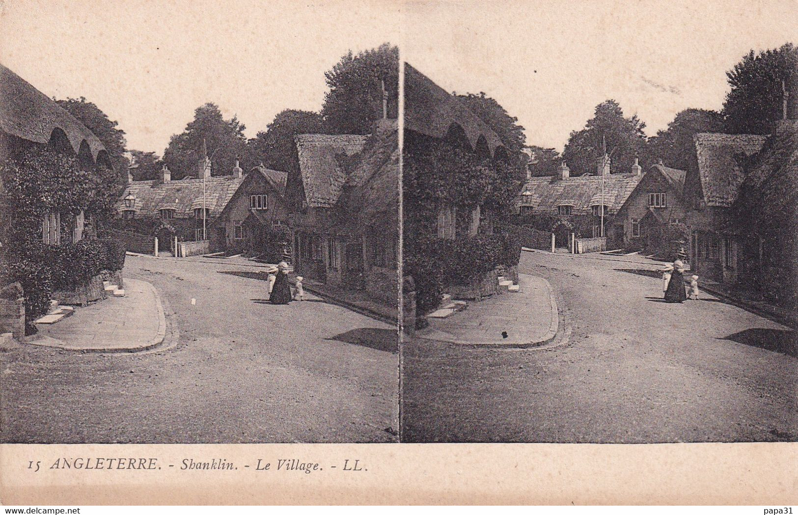 Carte  Stéréoscopique  ANGLETERRE  Sbanklin Le Village - Cartes Stéréoscopiques