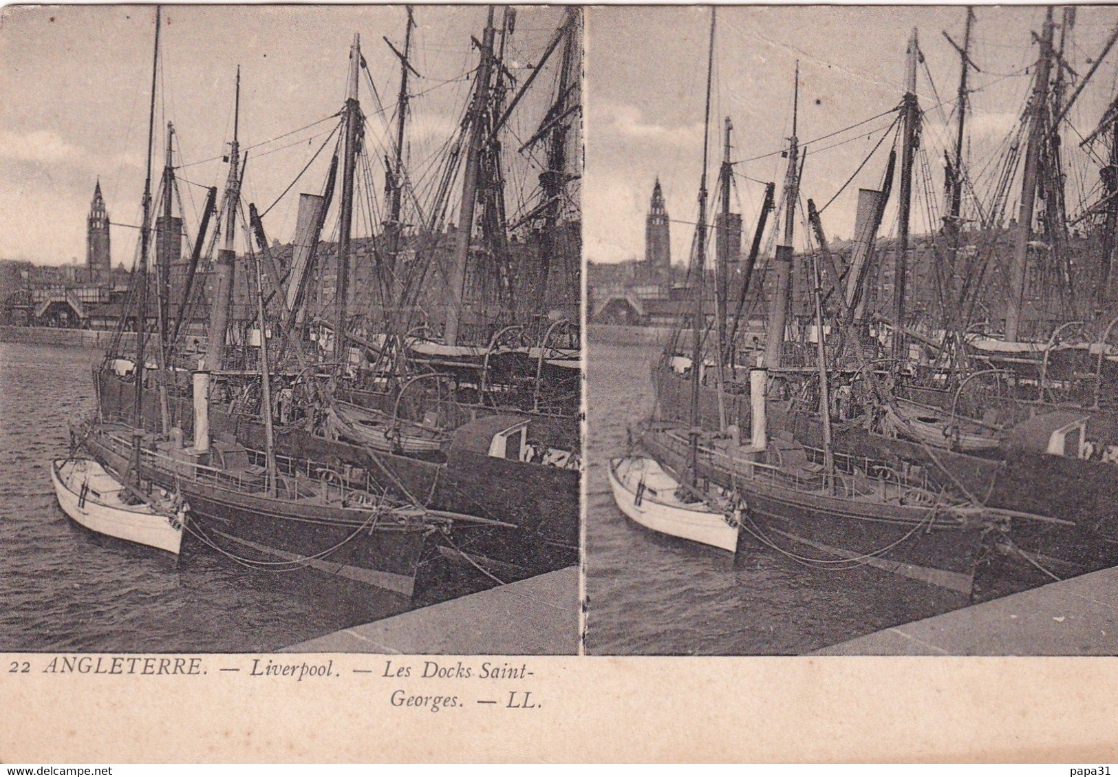 Carte  Stéréoscopique  ANGLETERRE  Liverpool - Le Docks Saint Georges - Cartes Stéréoscopiques