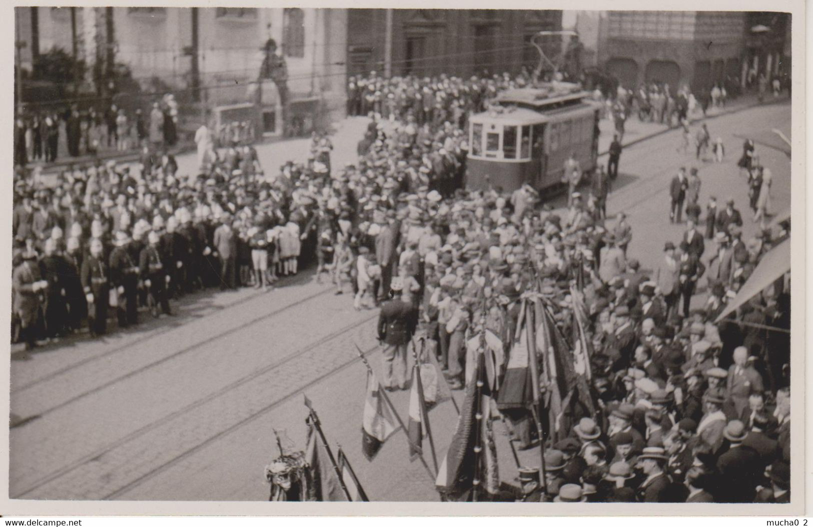 HAYANGE - CARTE PHOTO - FETE DE LA LIBERATION - BEAU PLAN DU TRAMWAY - Hayange