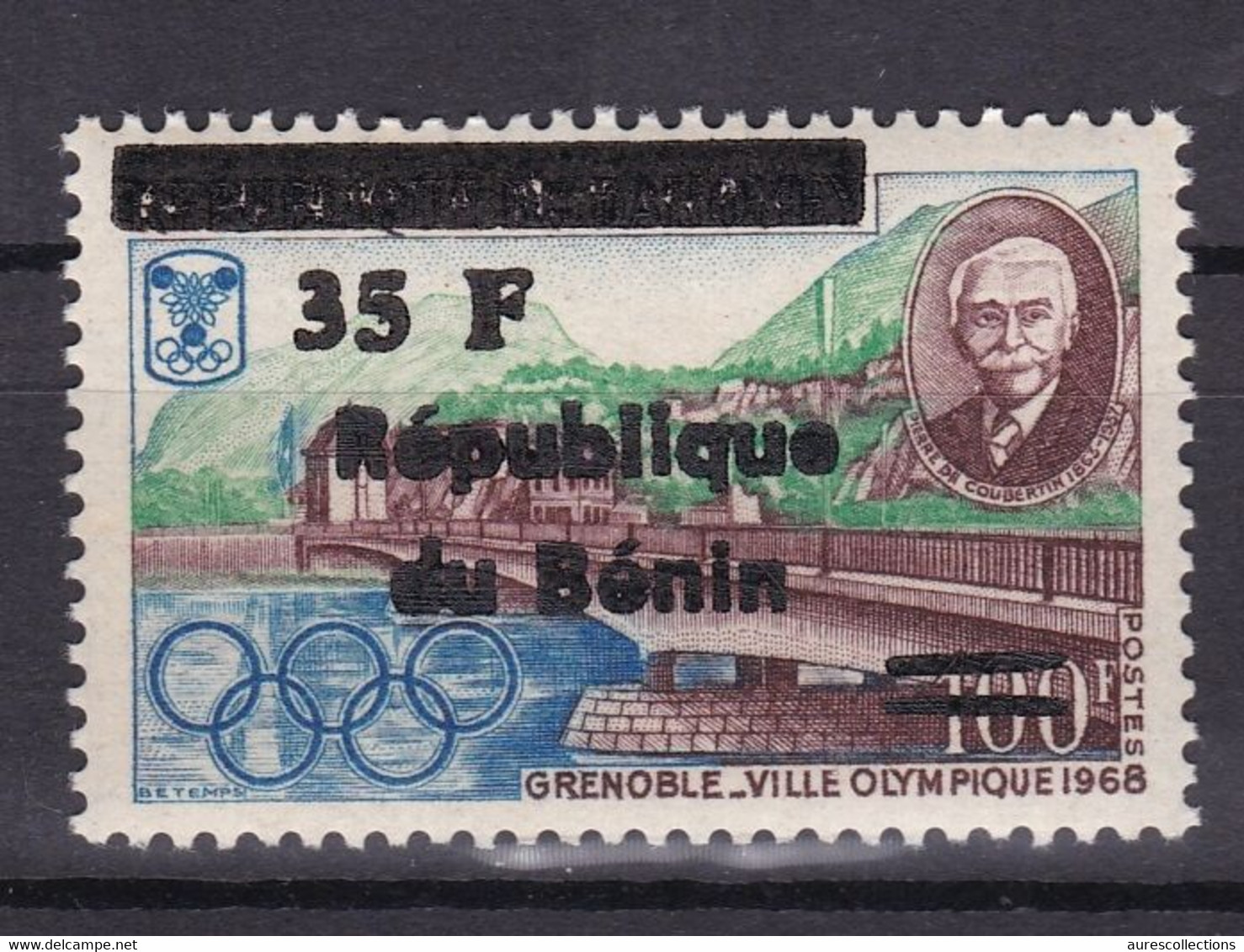 BENIN 1997 2000 MICHEL 1081 35F /100F Val. 100€ - GRENOBLE VILLE OLYMPIQUE OLYMPIC - OVERPRINT SURCHARGE OVERPRINTED MNH - Bénin – Dahomey (1960-...)