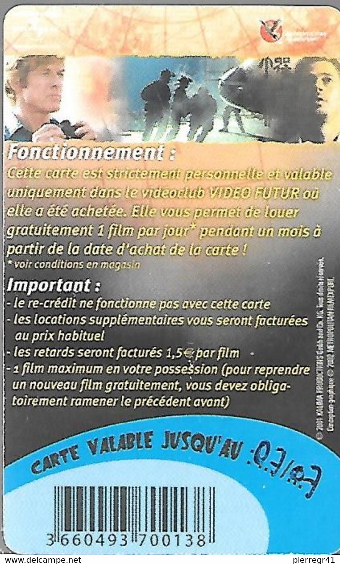 CARTE-VIDEO FUTUR-CARTE STAR-30 JOURS LOCATION-SPY GAMES-TBE - - Suscripción