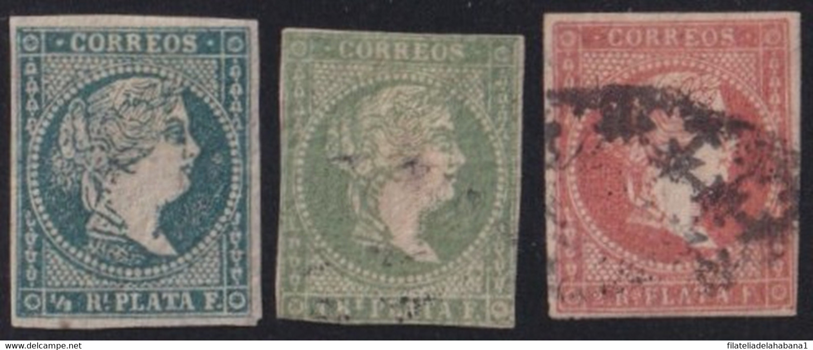 1856-121 CUBA SPAIN ESPAÑA SPANISH ANTILLAS 1856 LINE WATERMARK COMPLETE SET. - Voorfilatelie