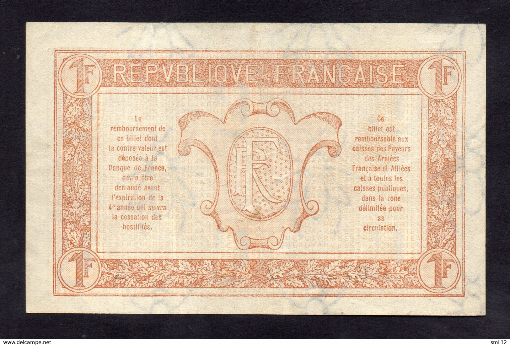 Trésorerie Aux Armées - 1 Franc - Lettre Z - Spl - 1917-1919 Army Treasury