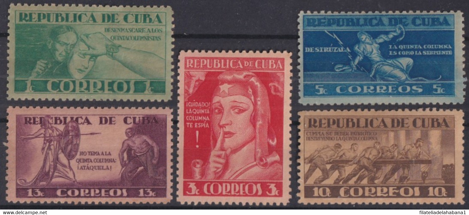 1943-140 CUBA REPUBLICA 1943 QUINTA COLUMNA SPIES WWII ORIGINAL GUM. - Unused Stamps