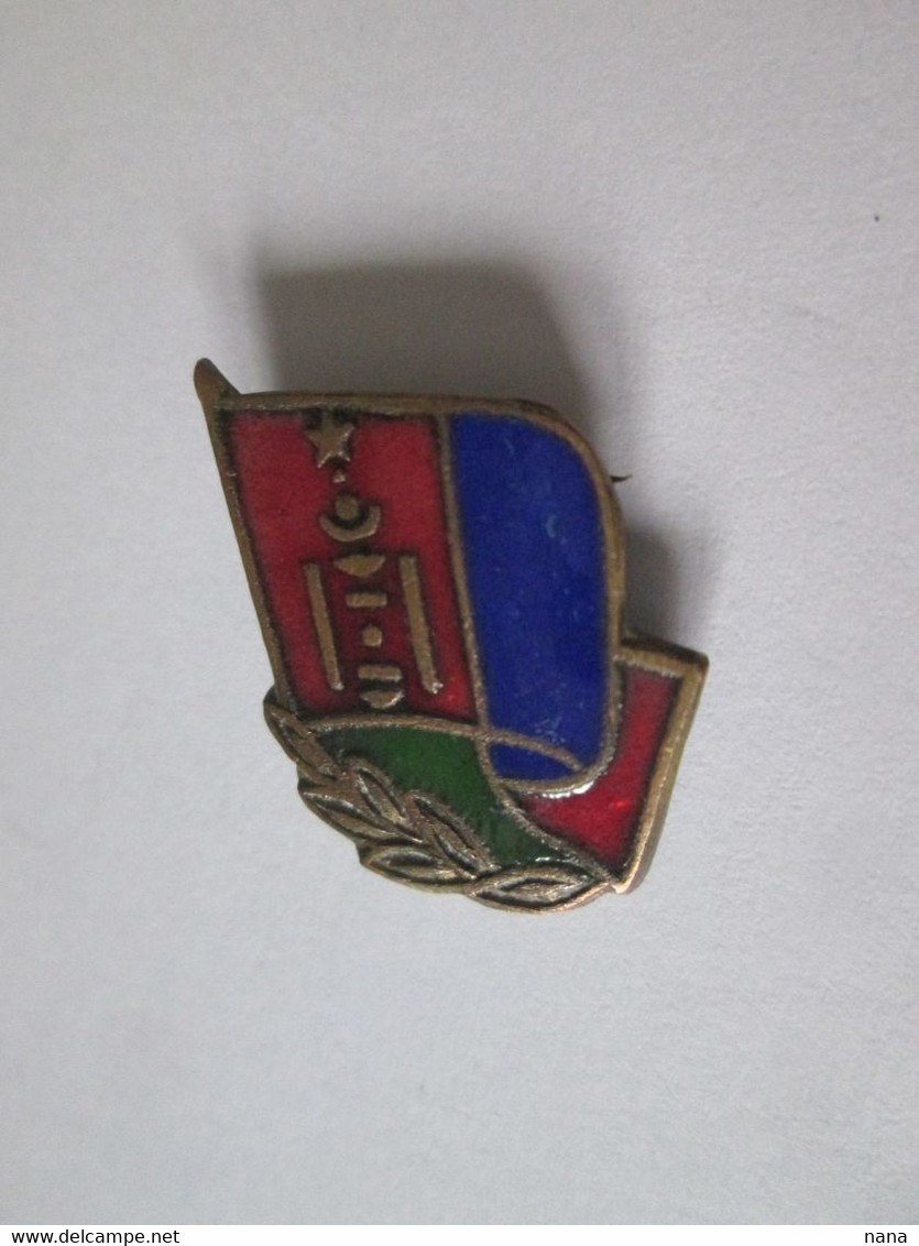 Mongolia Insigne Vintage Communiste Des Annees 60,dim=27x18mm/Mongolia Communist Badge From The 60s,size=27x18mm - Associations