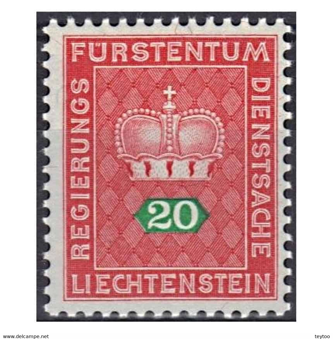 C1341/ Liechtenstein 1968. Corona, 20 C. (MNH)** - SCOTT O49 - Service