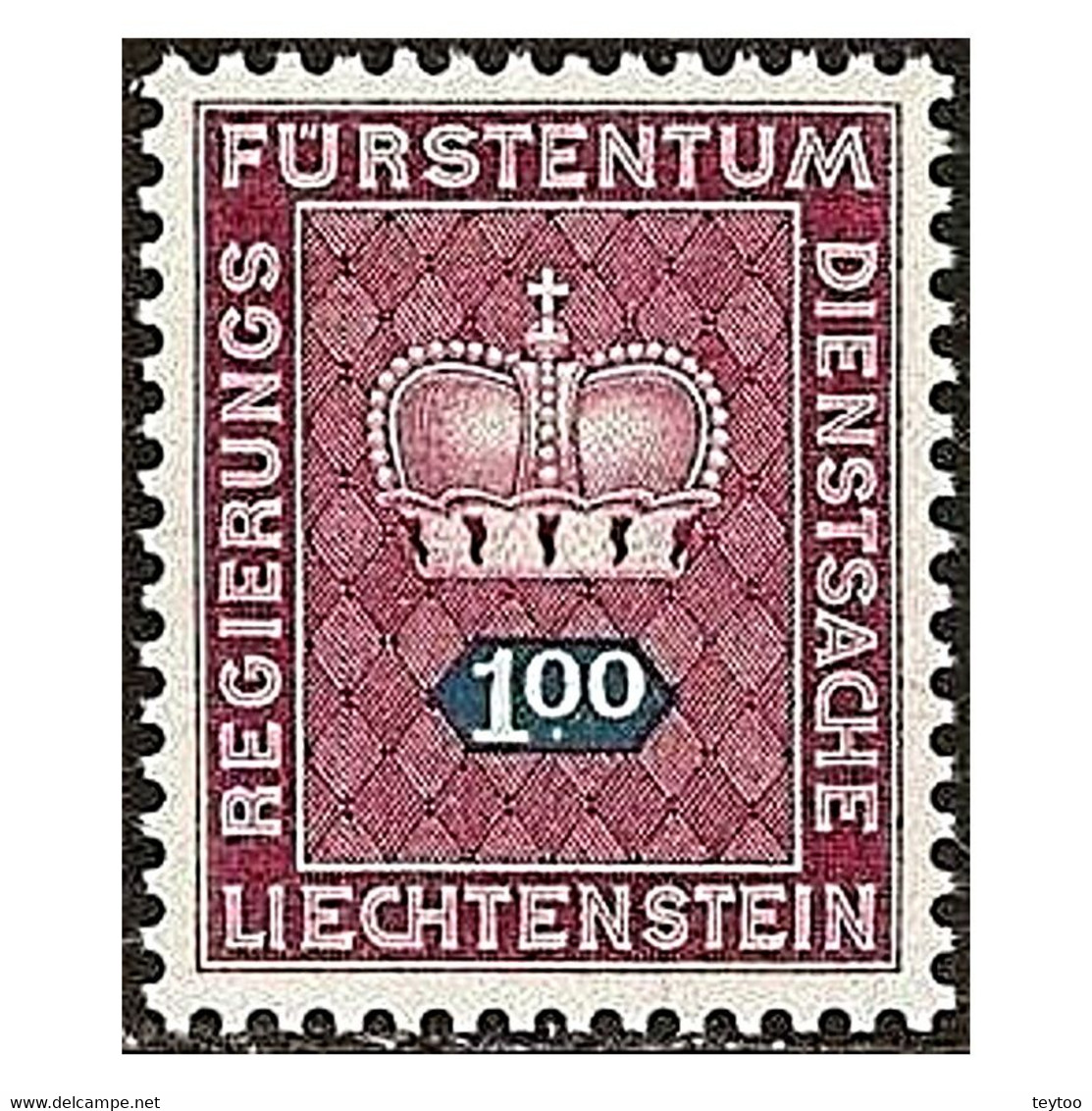 C1342/ Liechtenstein 1968. Corona, 1 Fr (MNH)** - SCOTT O56 - Service