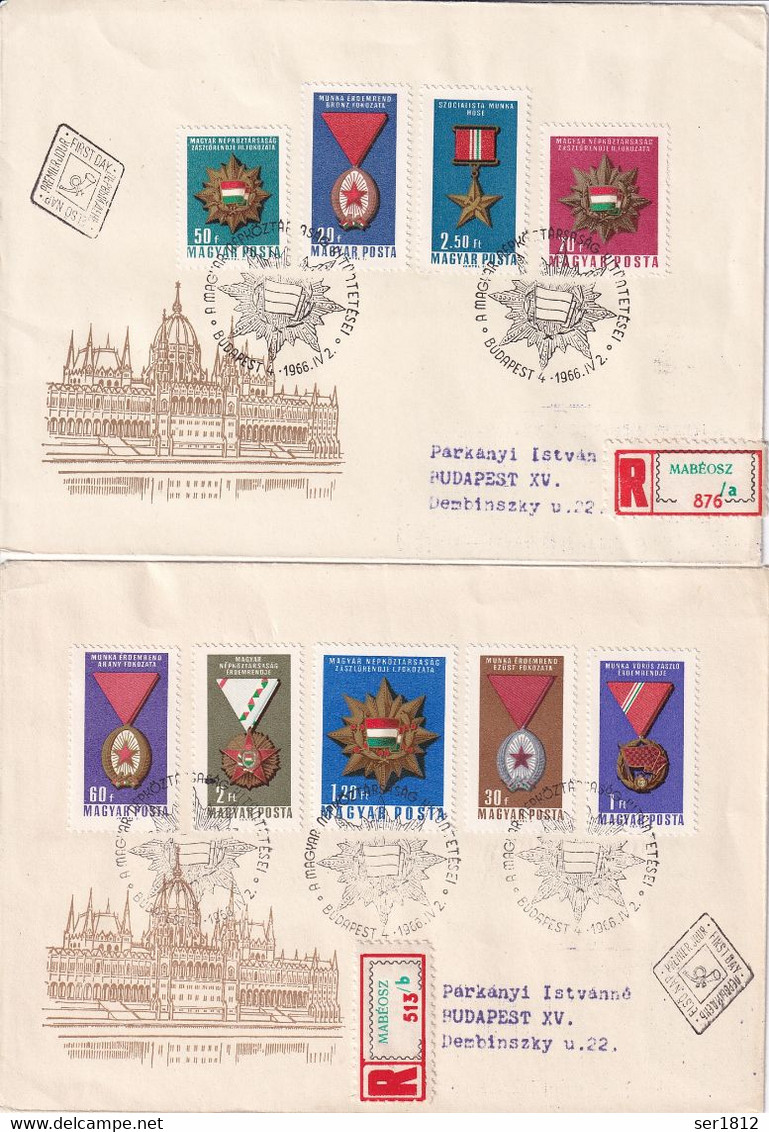 Hungary UNGHERIA MAGYAR1966 Cover FDC  ORDER MEDAL - Covers & Documents