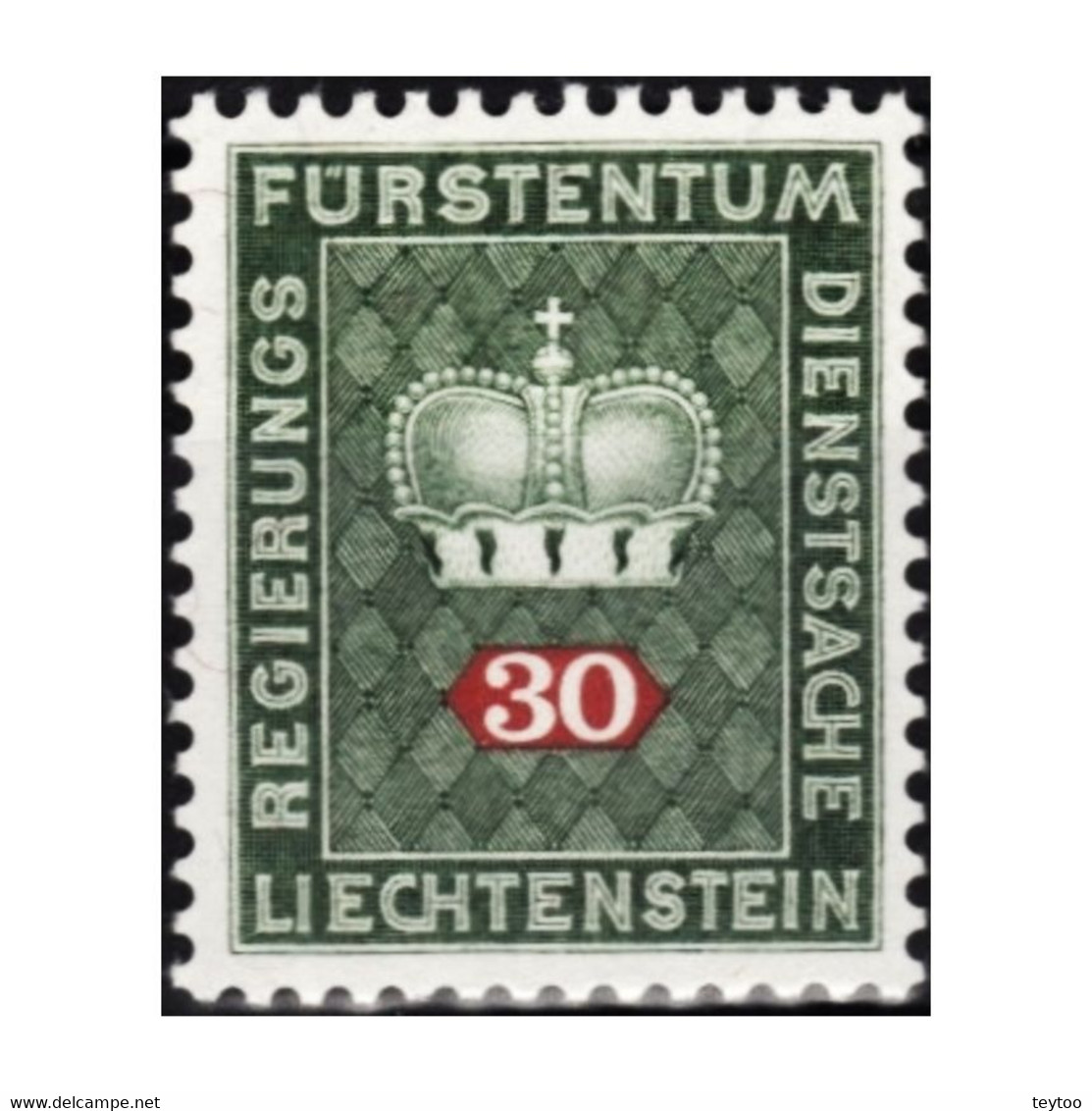 C1343/ Liechtenstein 1968. Corona, 30 C. (MNH)** - SCOTT O50 - Service