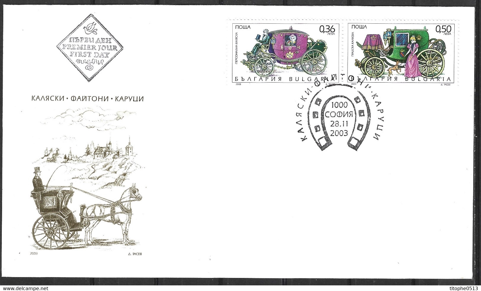 BULGARIE. N°3991-4 De 2003 Sur 2 Enveloppes 1er Jour. Diligences. - Diligences