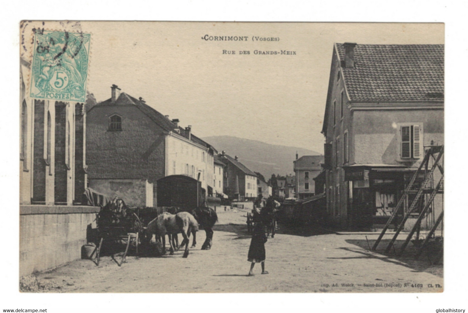 DH1056 - Dep.88 - CORNIMONT - RUE DES GRANDS MEIX - CHEVAUX DANS LA RUE - Cornimont