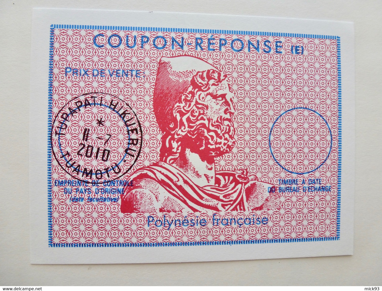 Polynésie Coupon Réponse 2010 - Service