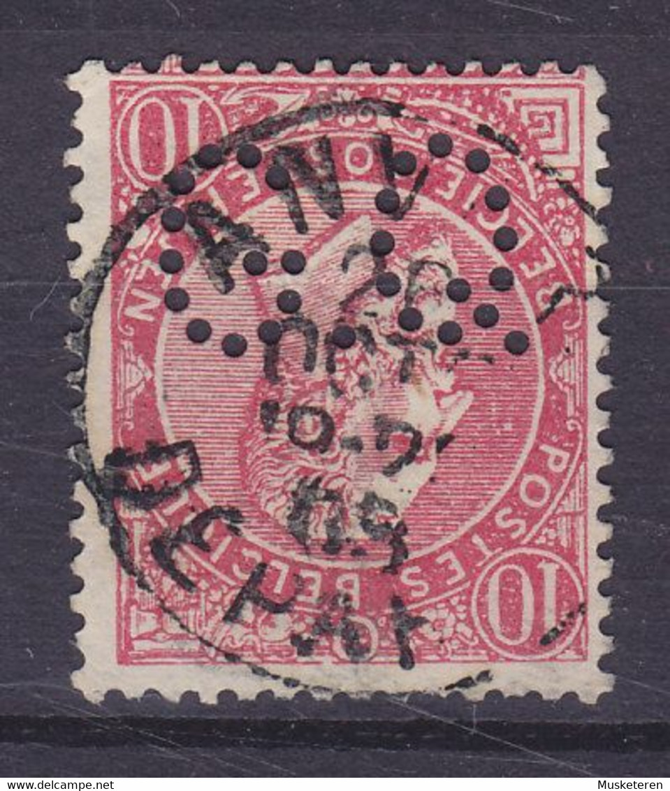 Belgium Perfin Perforé Lochung 'G.Q.' 1893 Mi. 53, 10c. Leopold II. Stamp ANVERS Cancel (2 Scans) - 1863-09