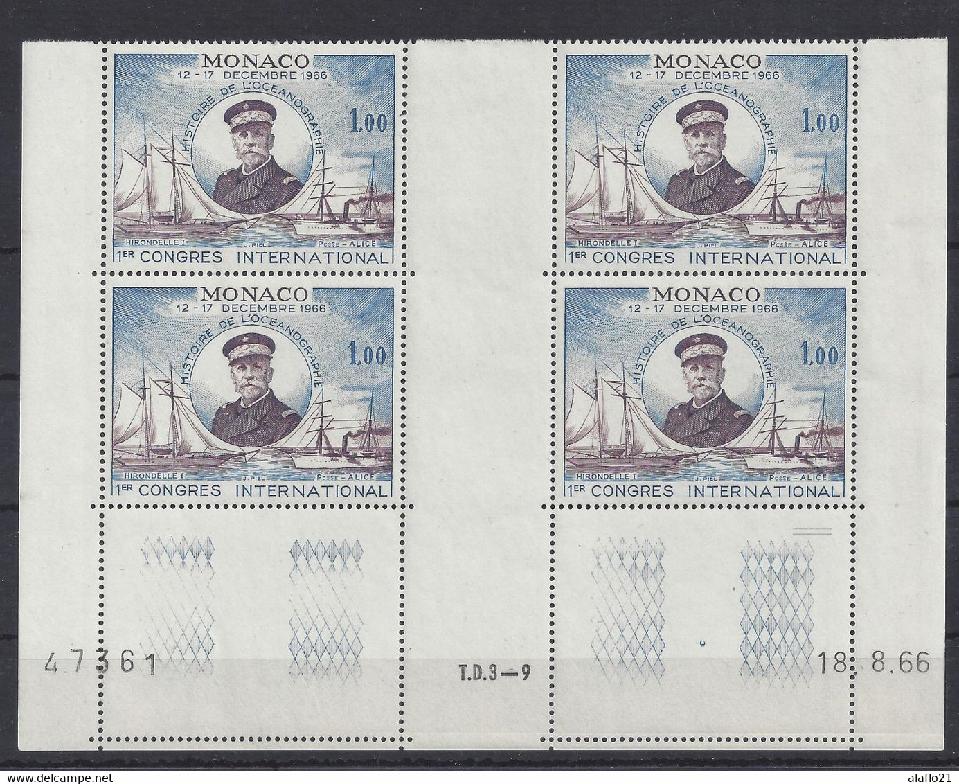 MONACO - N° 702 - Bloc De 4 COIN DATE - NEUF SANS CHARNIERE - 18-8-66 - 2 Traits - Ungebraucht