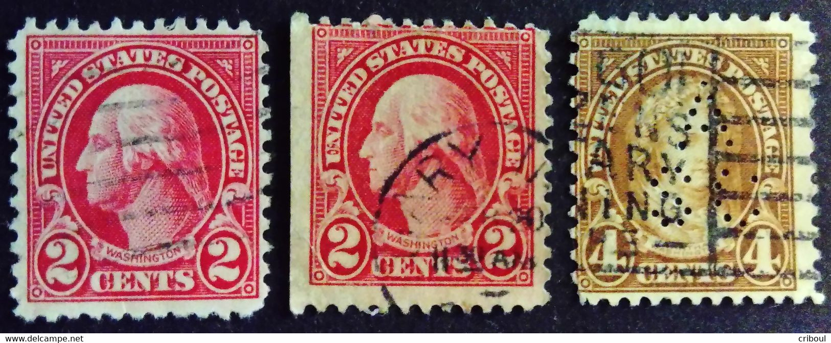 Etats Unis USA 1922 Washington Yvert 229B Dent.11x10,5 Perf.11x10,5 - 231B Dent.11x10,5 Perf.11x10,5 Perfin A S C O Used - George Washington