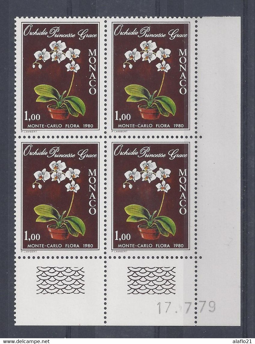 MONACO - N° 1199 - ORCHIDEE PRINCESSE GRÂCE- Bloc De 4 COIN DATE - NEUF SANS CHARNIERE - 17/7/79 - Unused Stamps