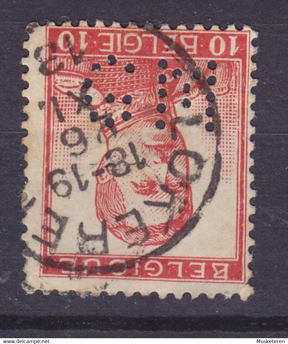 Belgium Perfin Perforé Lochung 'GM' 1912 Mi. 100 I, 10c. Albert I. LOKERN Cancel (2 Scans) - 1909-34