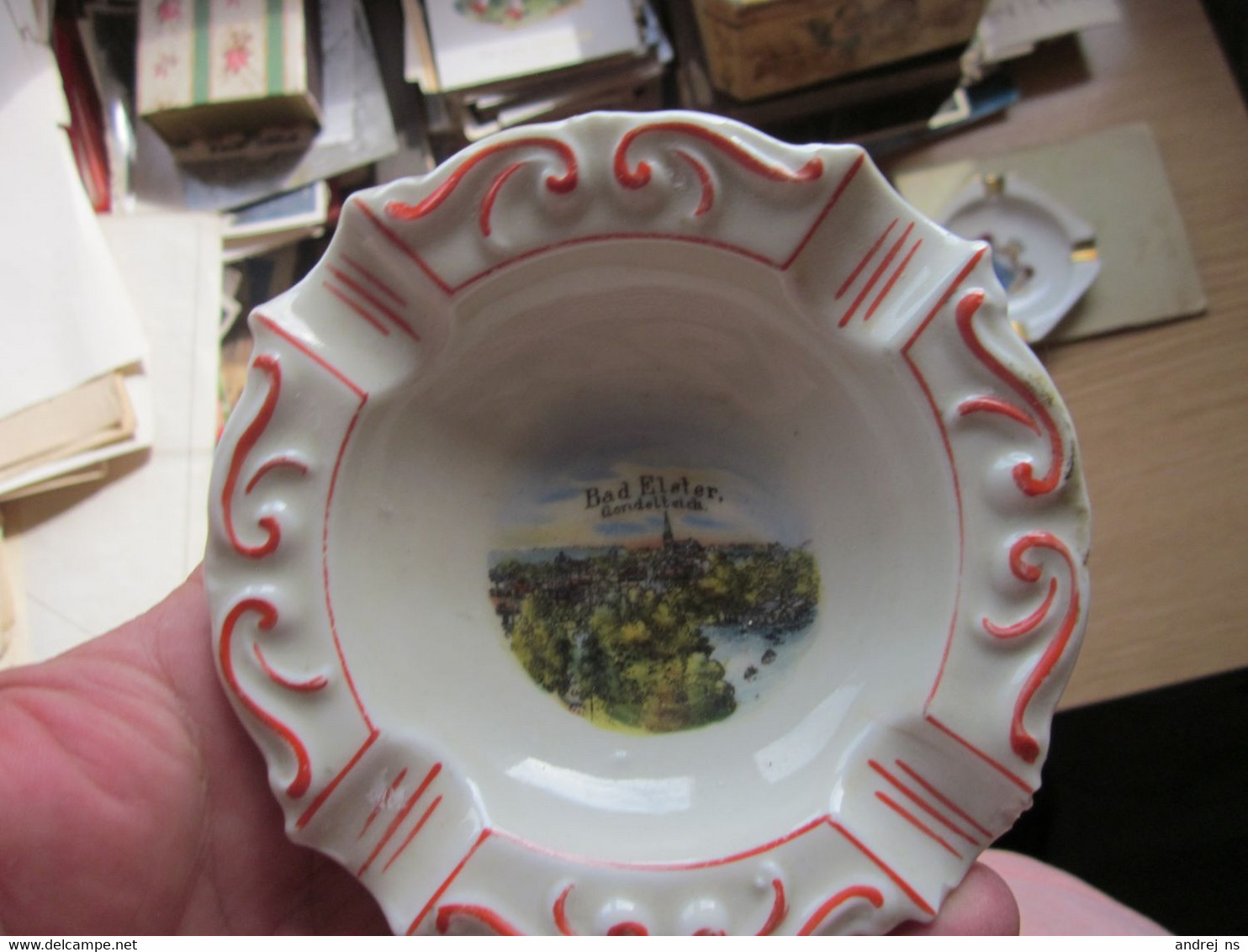 Old Porcelain Ashtray Bad Elster - Porcellana