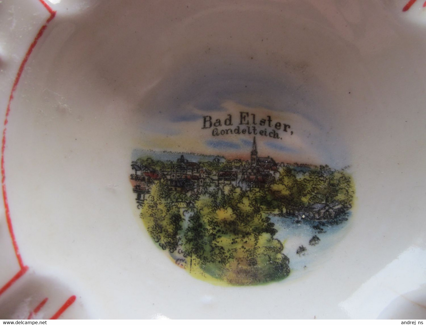 Old Porcelain Ashtray Bad Elster - Porcelain