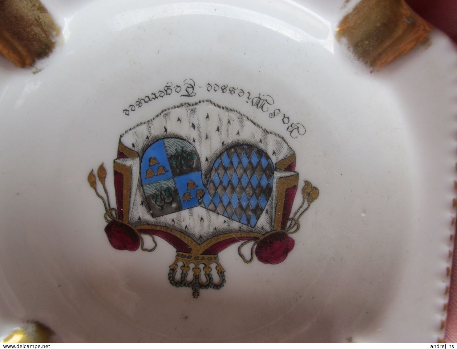 Old Porcelain Ashtray Bas Wiessee Tegernsee Heraldic Coats Of Arms Bavaria Schumann - Porcelaine