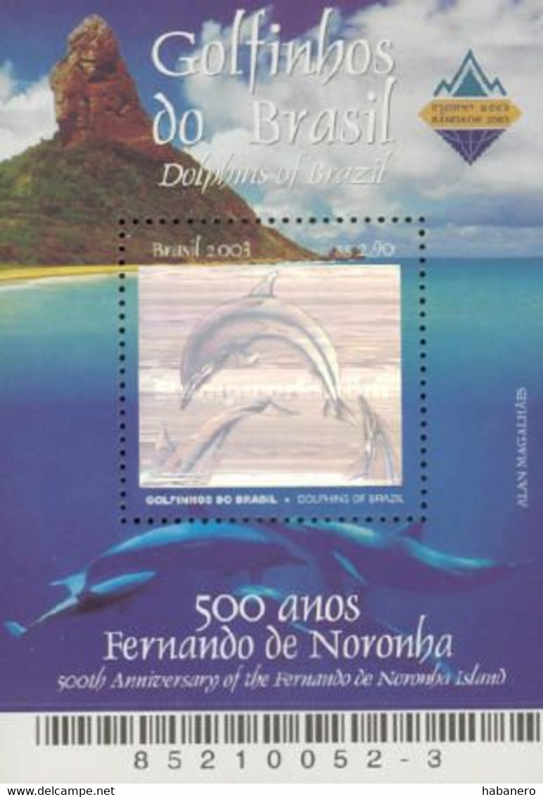 BRAZIL 2003 Mi BL 124 DOLPHINS HOLOGRAM MINT MINIATURE SHEET ** - Hologramme