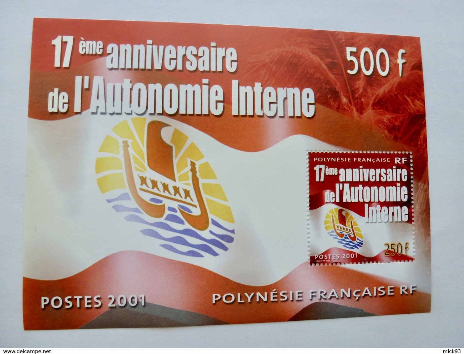 Polynésie BF 26 17e Anniversaire De L' Autonomie 2001 - Blocs-feuillets