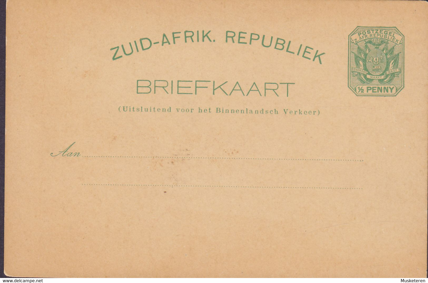 South Africa Zuid-Afrik. Republiek Postal Stationery Ganzsache Entier ½p. Briefkaart Blanco (2 Scans) - New Republic (1886-1887)