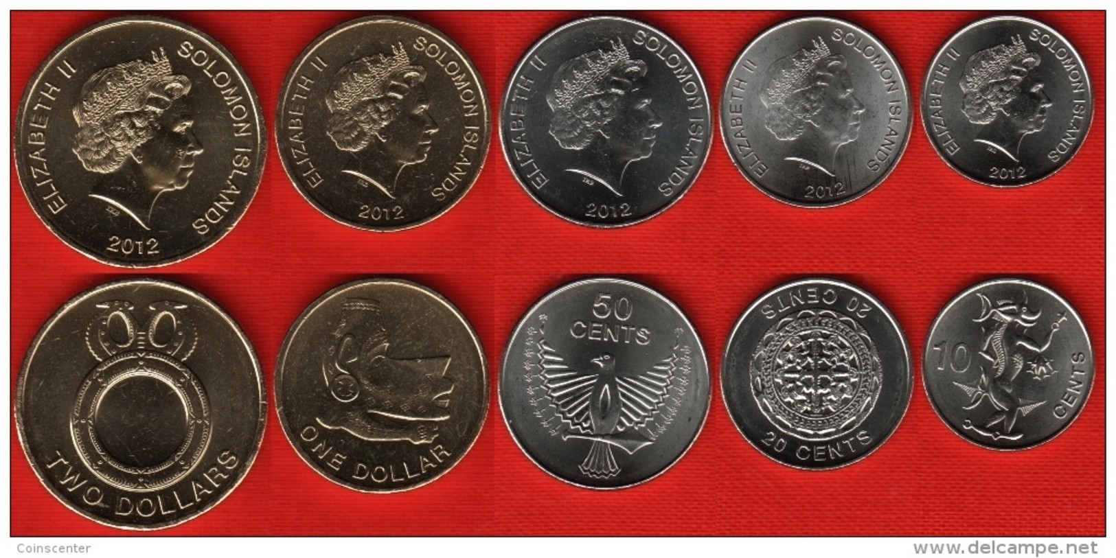 Solomon Islands Set Of 5 Coins: 10 Cents - 2 Dollars 2012 UNC - Solomoneilanden