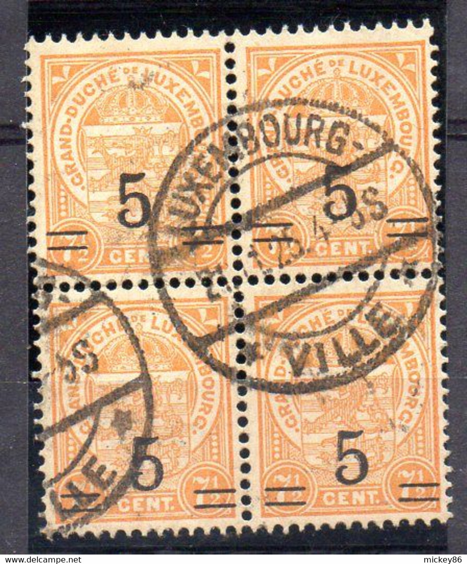 Luxembourg--1925-- 7 1/2  écusson Surchargé 5 --bloc De 4 Cachet "LUXEMBOURG-VILLE "..21-11-25..à Saisir - 1859-1880 Wappen & Heraldik